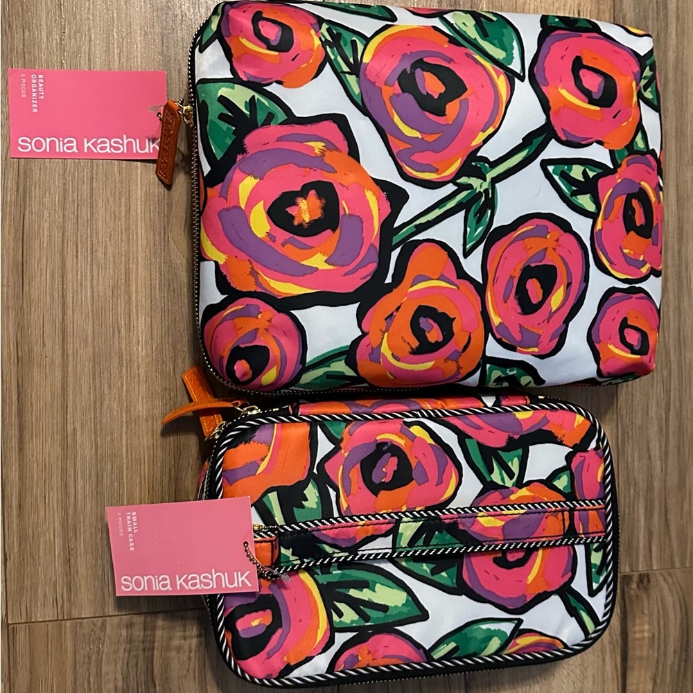 NEW Sonia Kashuk Bold Floral Cosmetic Bag Duo